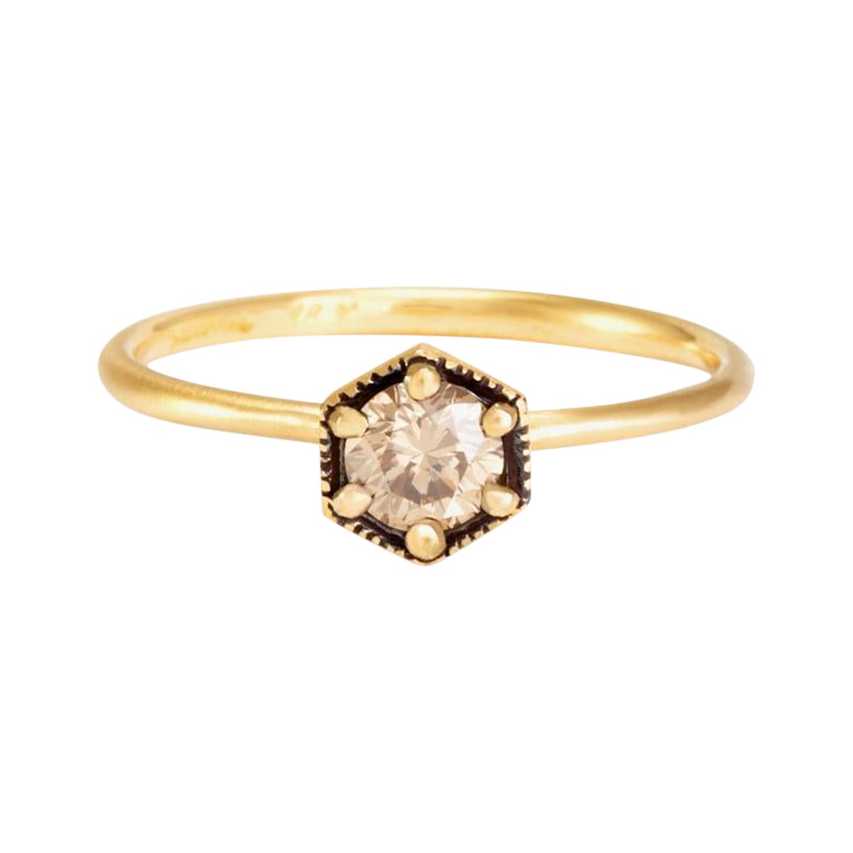 For Sale:  4.5mm Brown Diamond Hexagon Ring