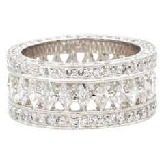 Platinum Diamond Eternity Ring 4.80cttw, Sz 6, Designer RGC, F/VS2, Stunning