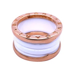 Bvlgari B.zero1 18 Karat Rose Gold White Ceramic Ring