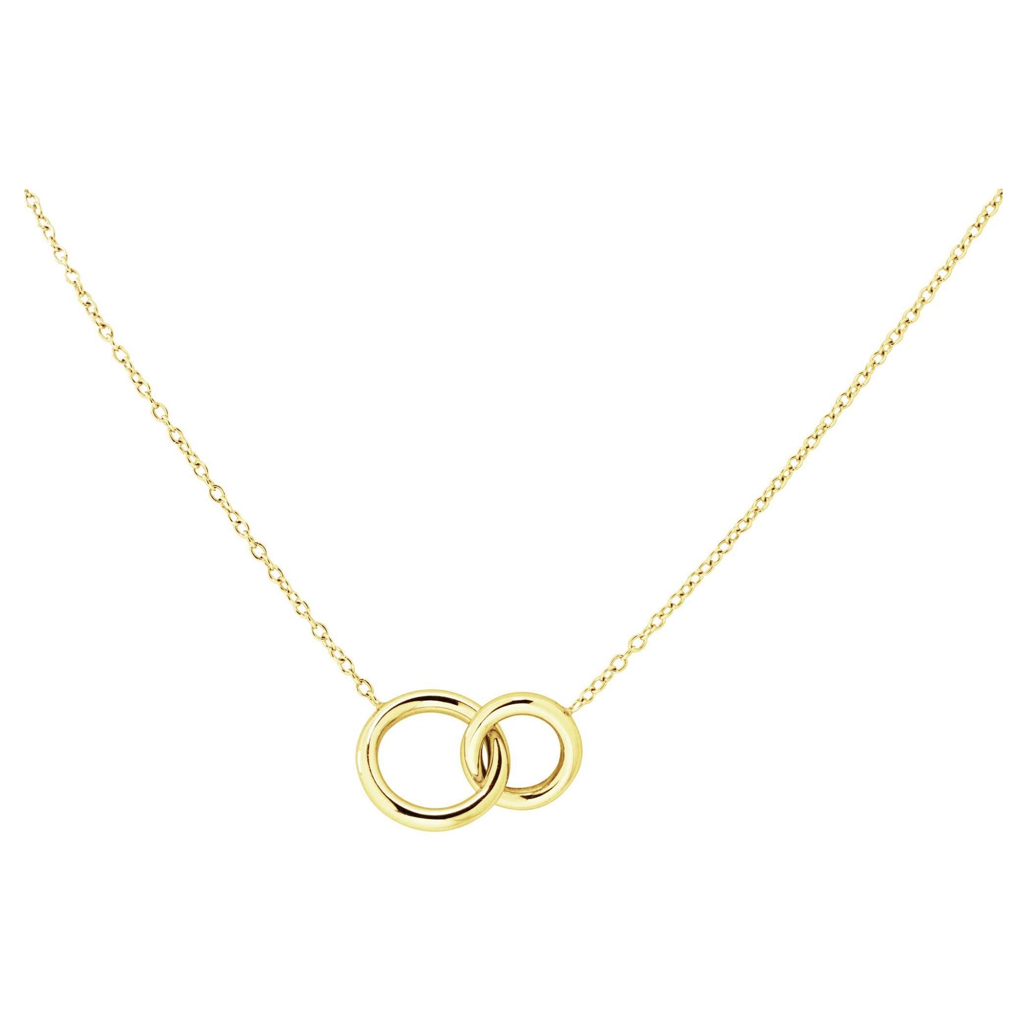 Alex Jona 18 Karat Yellow Gold Interlocking Hoop Chain Necklace