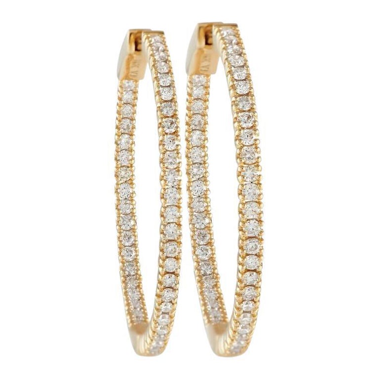 LB Exclusive 14k Yellow Gold 1.17ct Diamond Inside-Out Hoop Earrings