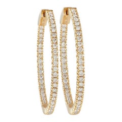 LB Exclusive 14k Yellow Gold 1.17ct Diamond Inside-Out Hoop Earrings