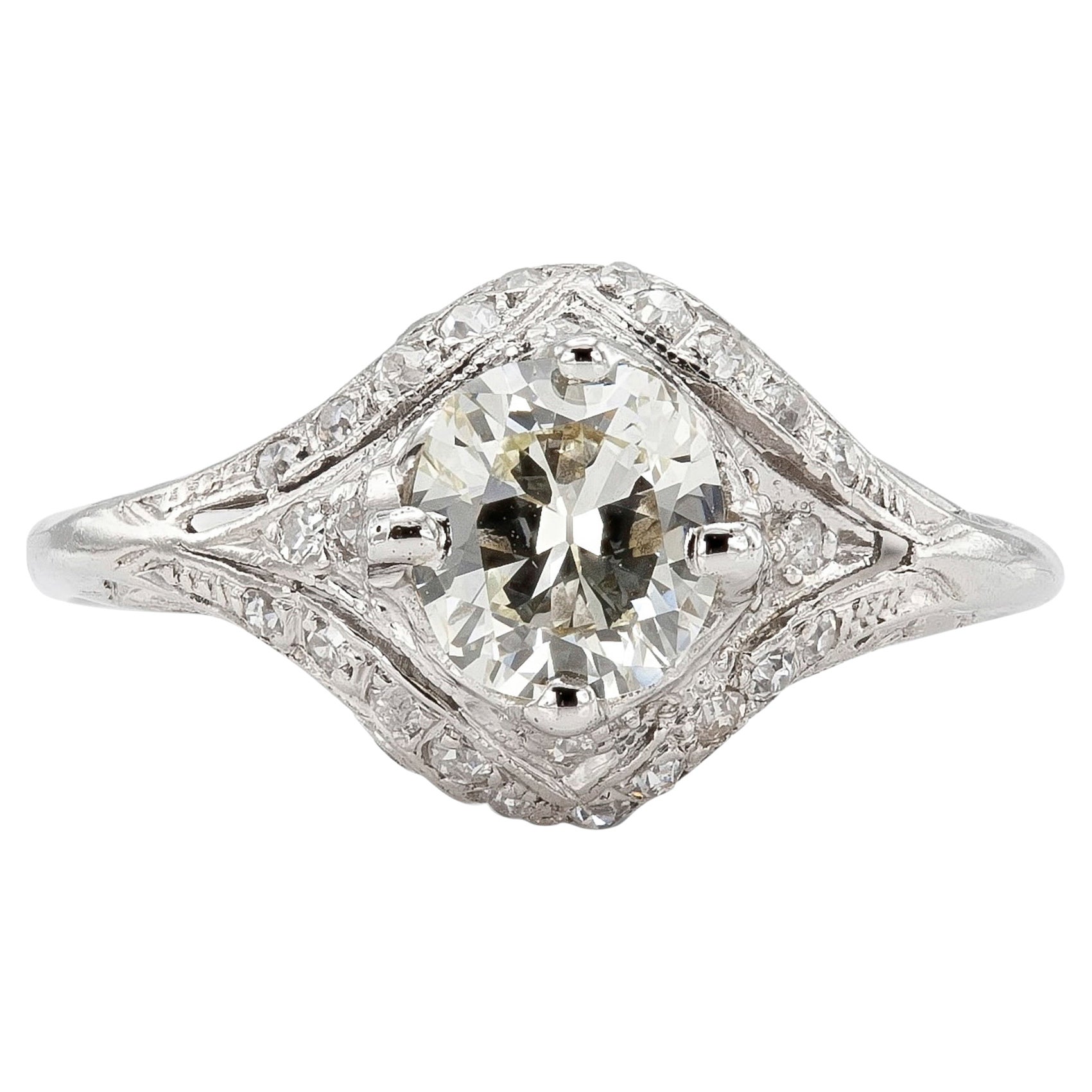 1,01 Karat Art Deco Diamant-Verlobungsring