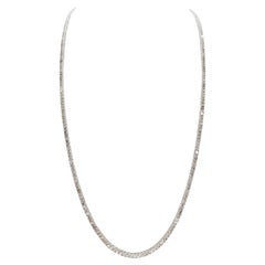 7.65 Carat Round Brilliant Cut Diamond Tennis Necklace 14 Karat White Gold 18''