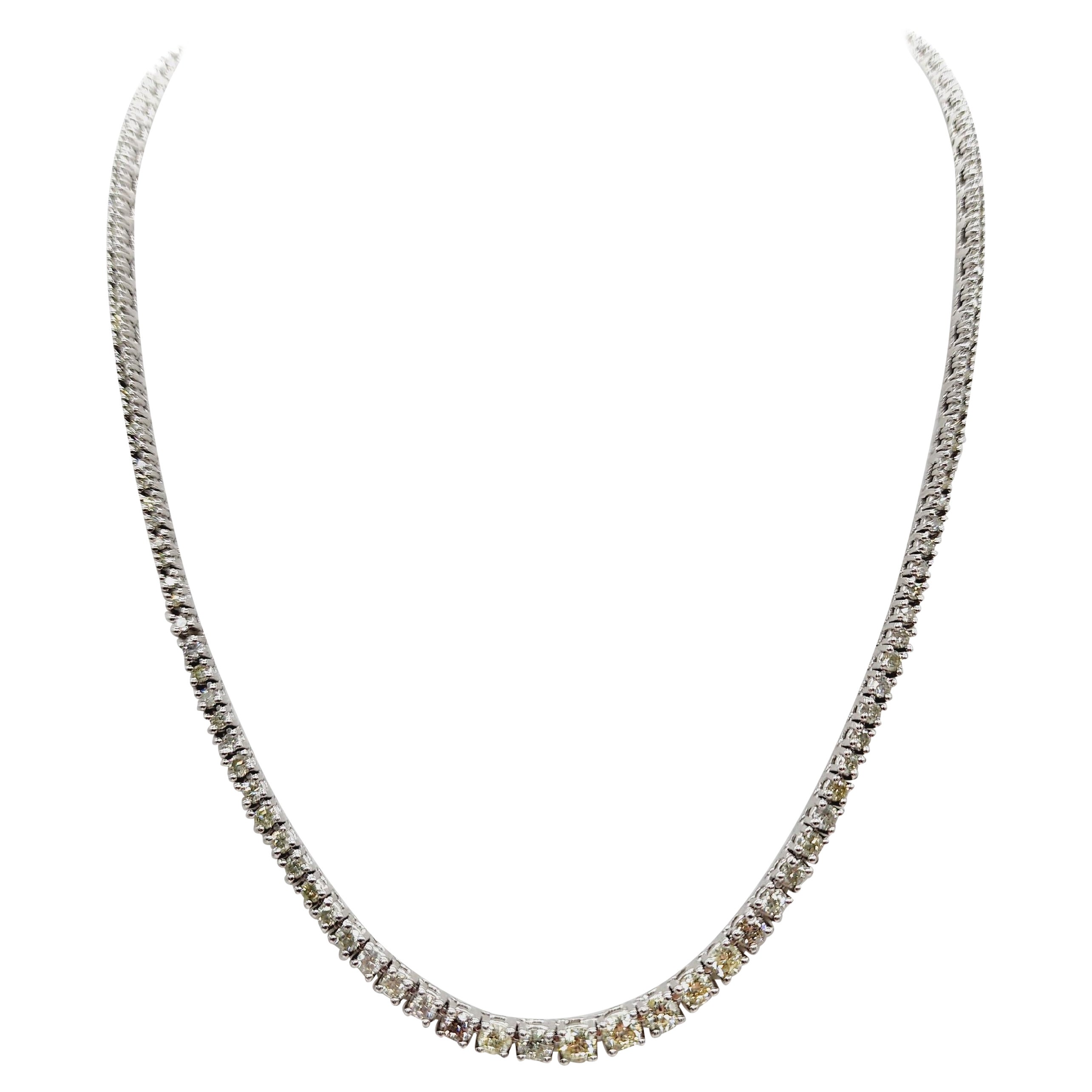 Collier tennis Riviera en or blanc 14 carats avec diamants de 4,70 carats 16'' en vente