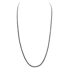 4,25 Karat Saphir-Tennis-Halskette aus 14 Karat Weißgold 18''