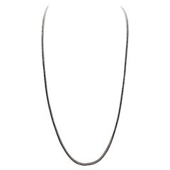 3.80 Carats Sapphire Tennis Necklace 14 Karat White Gold 16''