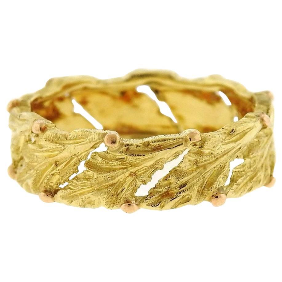 Buccellati Gold Leaf Motif Wedding Band Ring