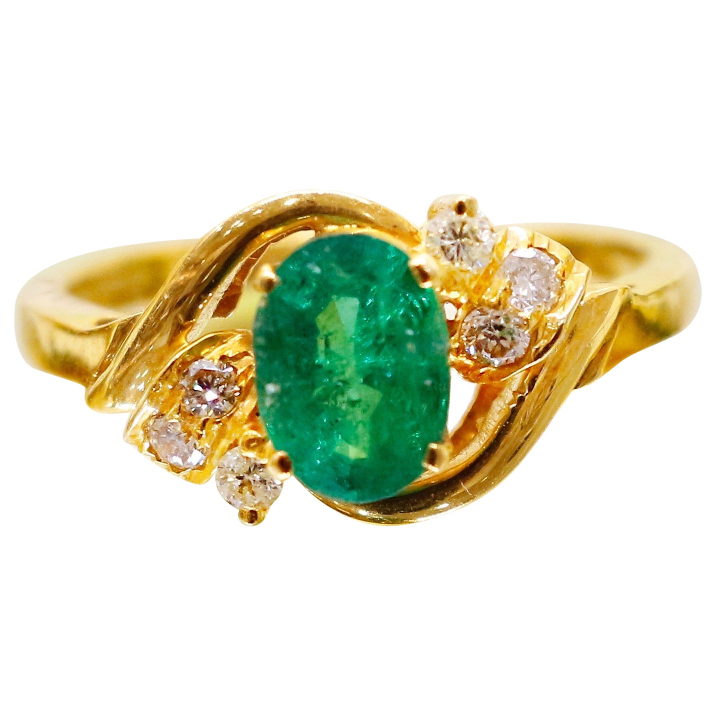 1.5CT natural Emerald Center Engagement Ring For Sale