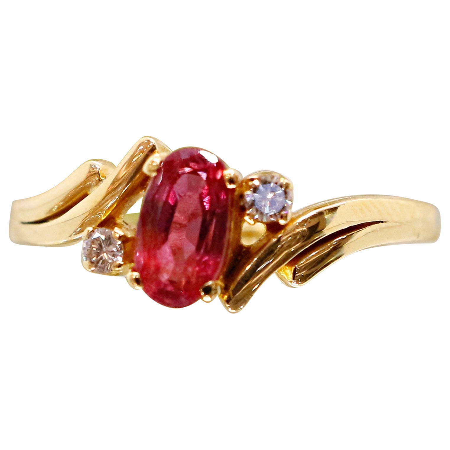 18K Gold and Ruby minimalistic engagement ring
