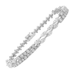 Bracelet à double rang en or 18 carats avec 108 diamants de taille mixte de 4,80 carats