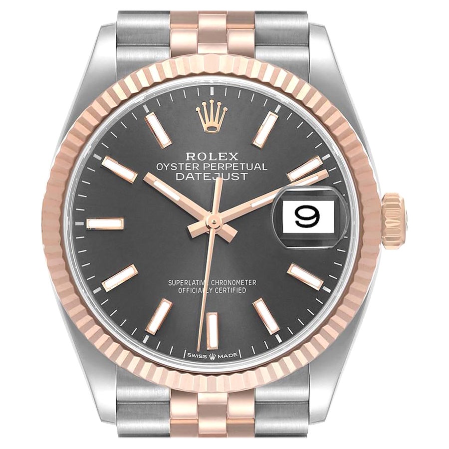 Rolex Datejust 36 Slate Dial Steel Rose Gold Mens Watch 126231 Box Card