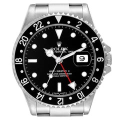 Rolex GMT Master II Black Bezel Error Dial Steel Mens Watch 16710 Box Papers