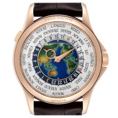 Patek Philippe World Time Complications Rose Gold Earth Dial Mens Watch 5131