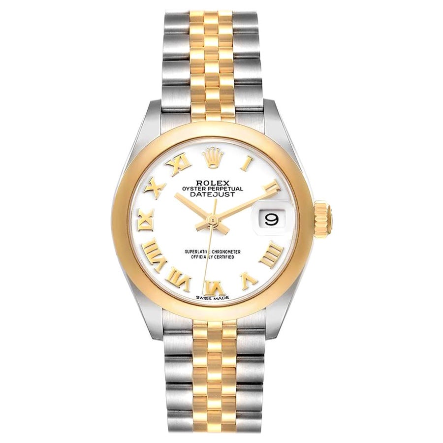 Rolex Datejust Steel Yellow Gold White Roman Dial Ladies Watch 279163