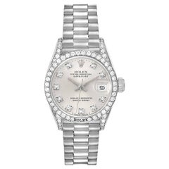 Rolex President Datejust Orologio da donna in oro bianco e argento con quadrante diamantato 69159