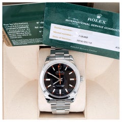 Rolex Milgauss 40MM 116400 Edelstahl-Uhrenschachtel mit schwarzem Zifferblatt