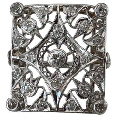 Art Deco Square-Shaped Diamond Cocktail Ring 