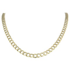 10 Karat Yellow Gold Solid Flat Curb Link Chain Necklace 