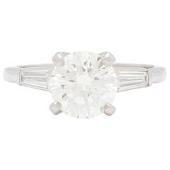 2.01 Carat GIA Cert Round Brilliant Diamond Platinum Ring