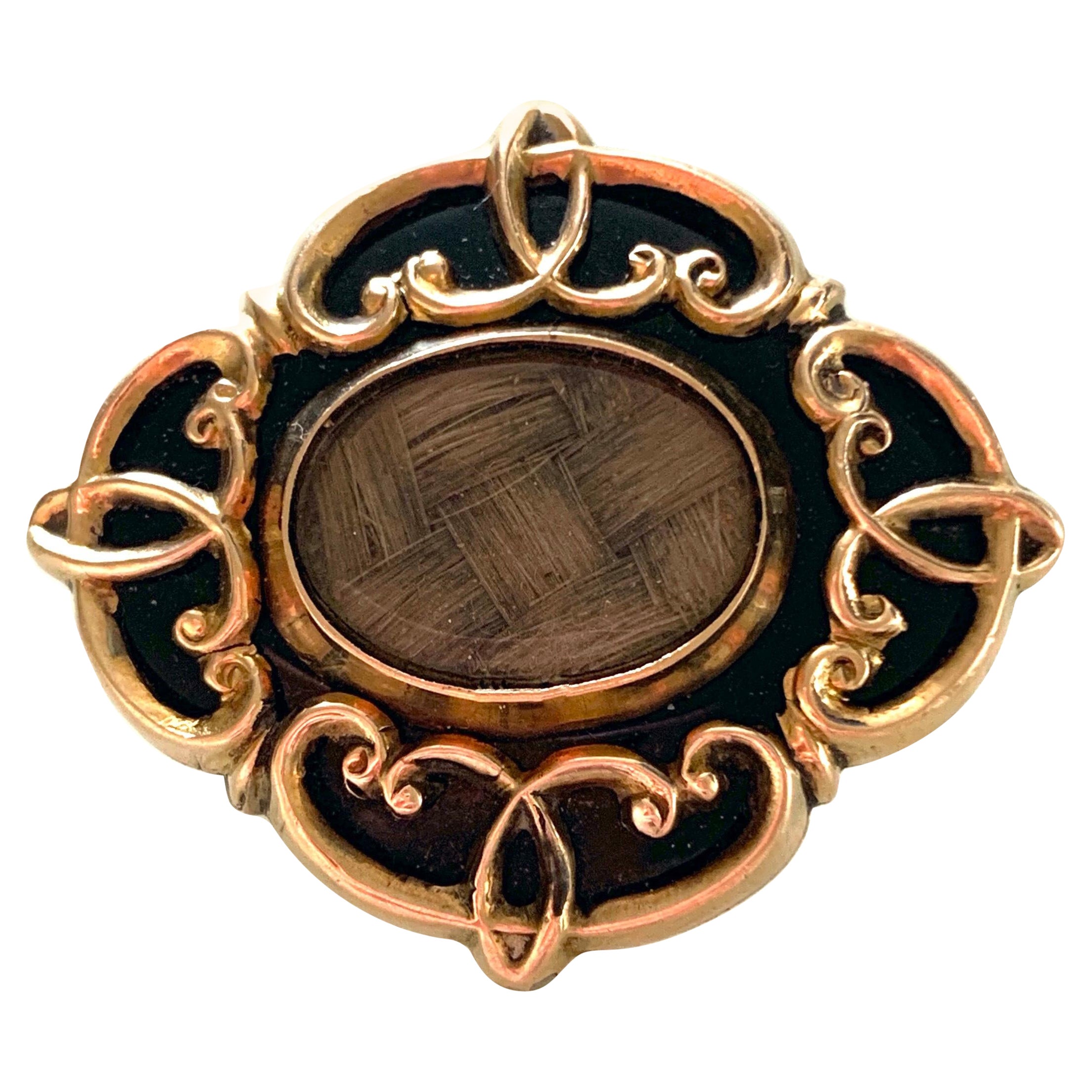 Antique 10ct Gold Mourning Brooch  For Sale