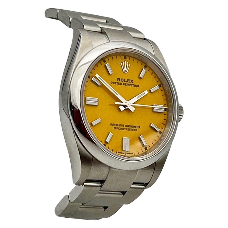 Rolex Oyster Perpetual 36 126000 Factory Yellow Dial Box and Papers Unworn