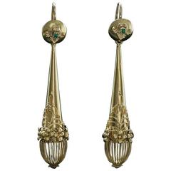 Antique Georgian Emerald Gold Torpedo Earrings