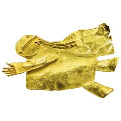 Walter Schluep Guardian Angel Gold Brooch Pin 1