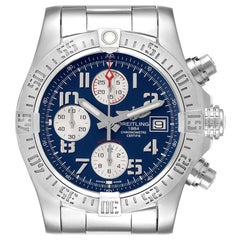 Breitling Super Avenger Blue Dial Chronograph Mens Watch A13381 Box Card