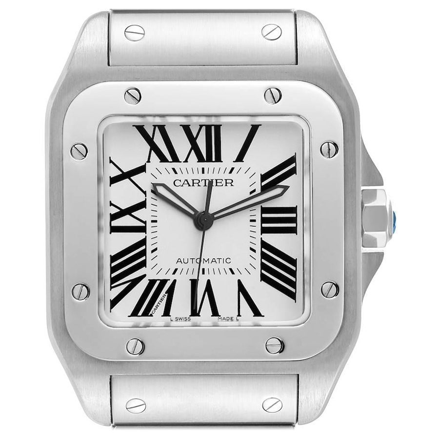 Cartier Santos 100 Automatic Large Steel Mens Watch W200737G Box Papers