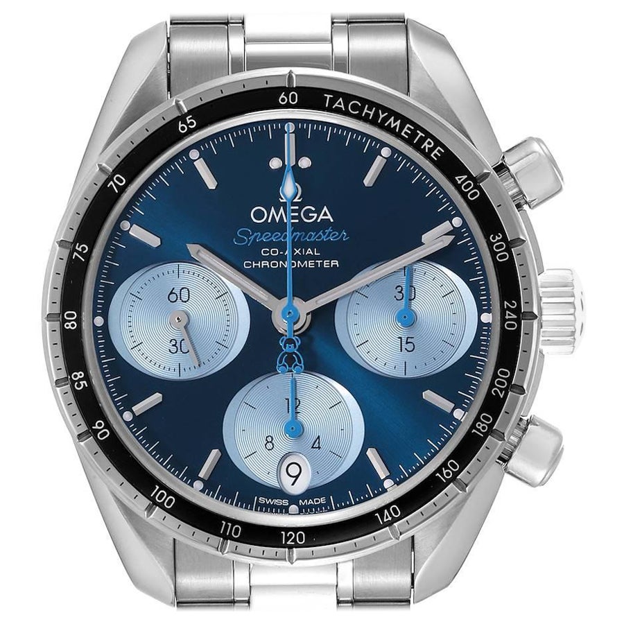 Omega Speedmaster 38 Orbis Blue Dial Mens Watch 324.30.38.50.03.002 Box  Card En vente sur 1stDibs