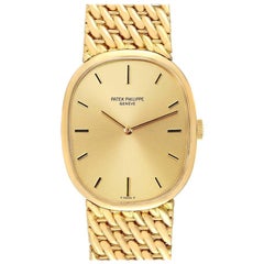 Patek Philippe Golden Ellipse 18k Yellow Gold Champagne Dial Mens Watch 3848