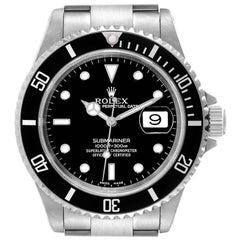 Rolex Submariner Date 40mm Black Dial Steel Mens Watch 16610 Box Papers