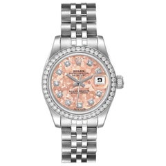 Rolex Datejust Steel Pink Gold Crystal Diamond Ladies Watch 179384