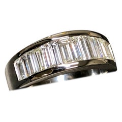 14K Large Baguette Channel Diamond Half Eternity Men’s Band Ring 2.40ctw Sz 10.5