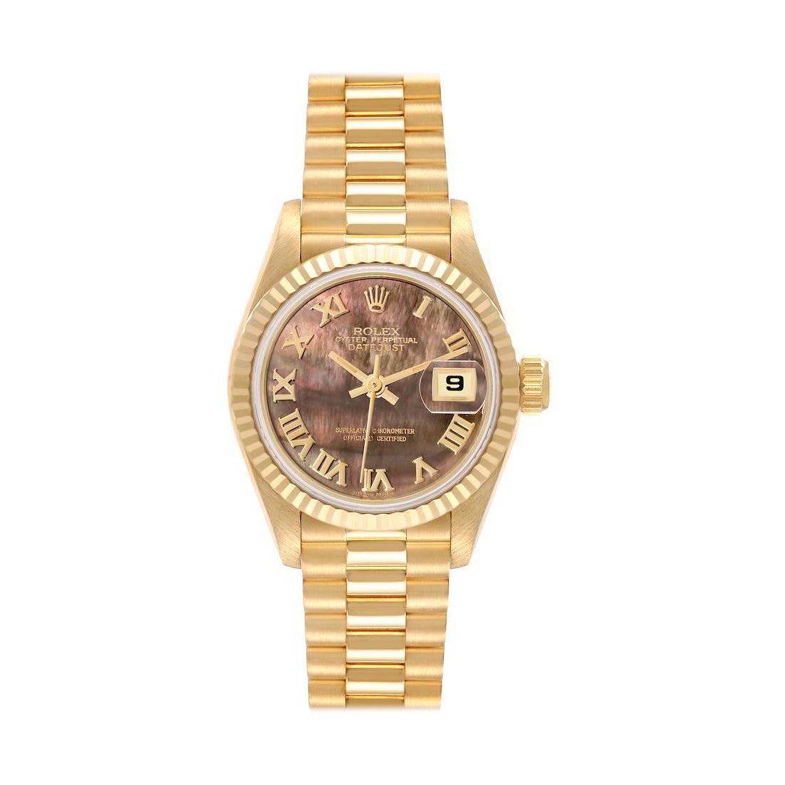 Rolex President Datejust Yellow Gold Mother of Pearl Ladies Watch 69178