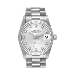 Rolex President Datejust Midsize White Gold Diamond Ladies Watch 68279