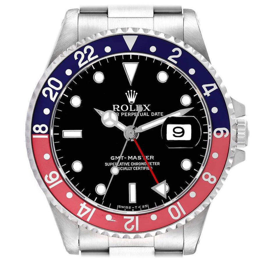 Rolex GMT Master 40mm Blue Red Pepsi Bezel Steel Mens Watch 16700 Box Papers