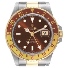 Rolex GMT Master II Root Beer Steel Yellow Gold Mens Watch 16713