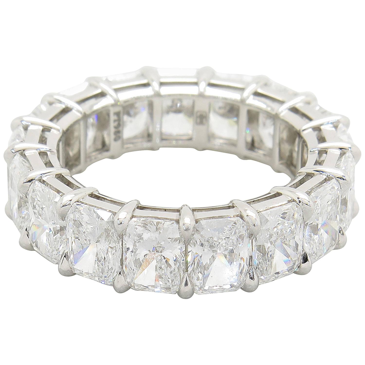 Harry Winston 9.35 Carats Radiant Diamond Platinum Eternity Rock Band