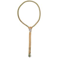 Spectacular Adjustable and Functional Diamond Gold Zipper Necklace at  1stDibs