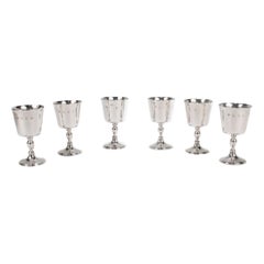 Boxed Set of 6 Garrard & Co. Sterling Silver Small Wine or Cordial Goblets