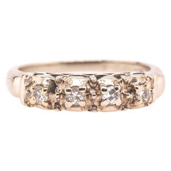 Vintage 1950 14K White Gold .10cttw Round Transitional Cut Diamond Engagement Ring