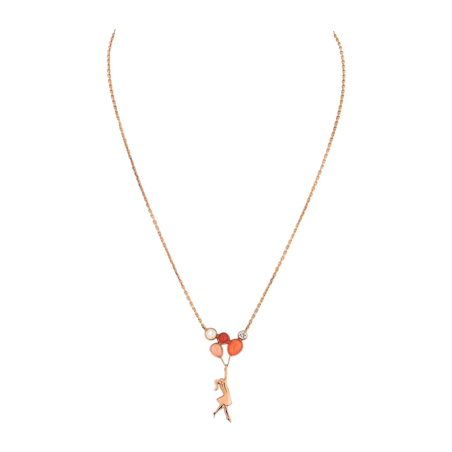 Van Cleef & Arpels Mercredi a Paris 18k Rose Gold Diamond Coral Necklace