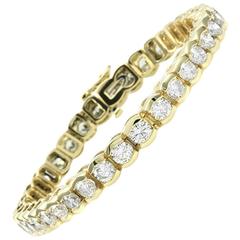 High Polished Open Bezel Diamond Tennis Gold Bracelet 1