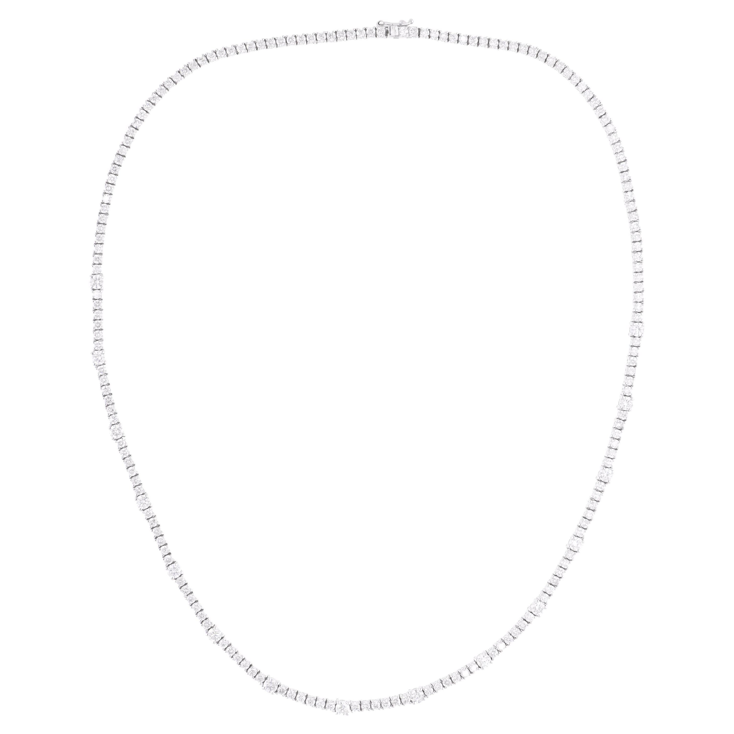 Natural 5.97 Carat Round Diamond Tennis Chain 14 Karat White Gold Fine Jewelry
