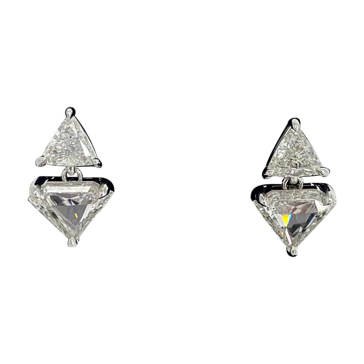 J. Birnbach 3.72 carat Diamond Shape and Trillion Drop Earrings in Platinum For Sale