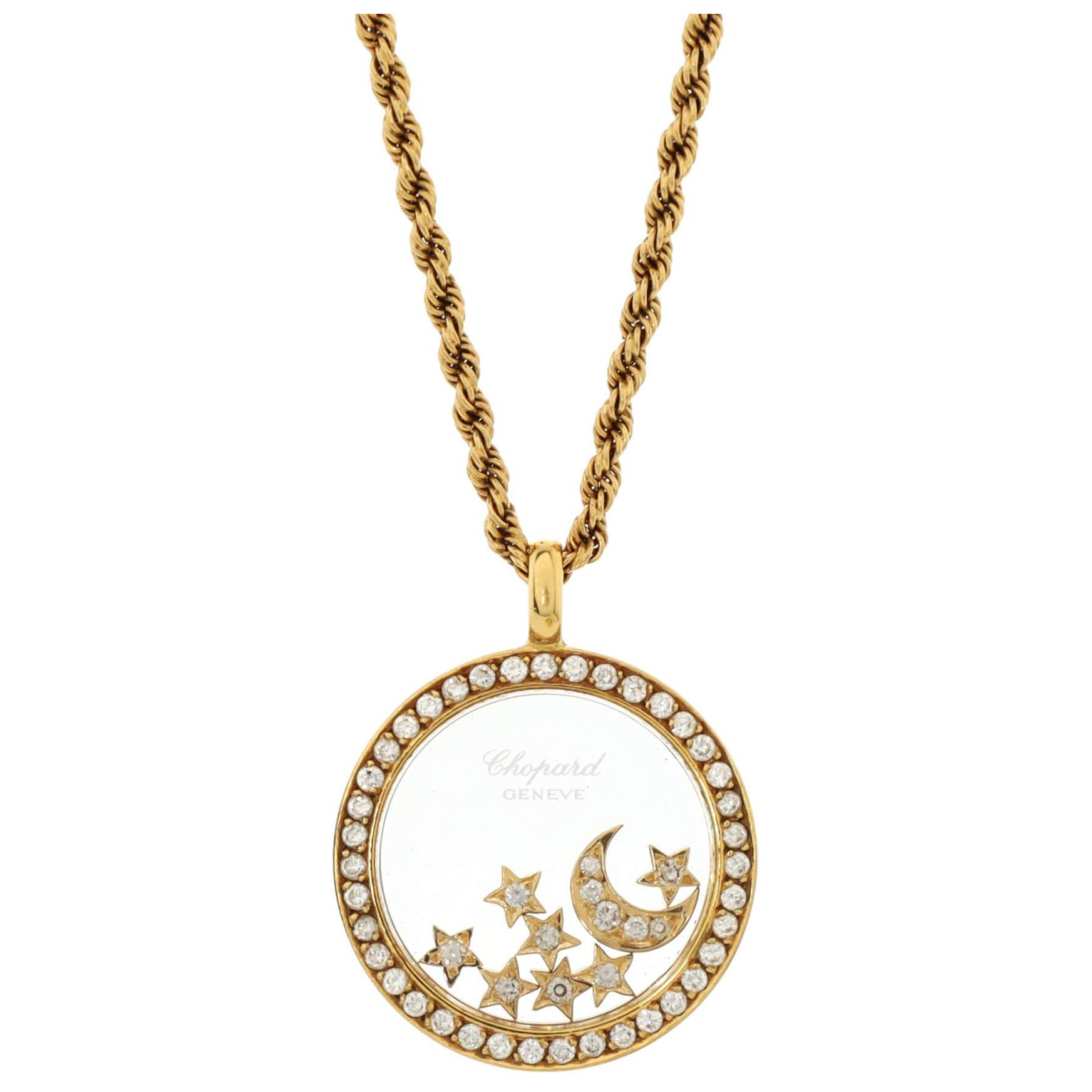 Multi Moon and Star Diamond Necklace Yellow Gold main image 0