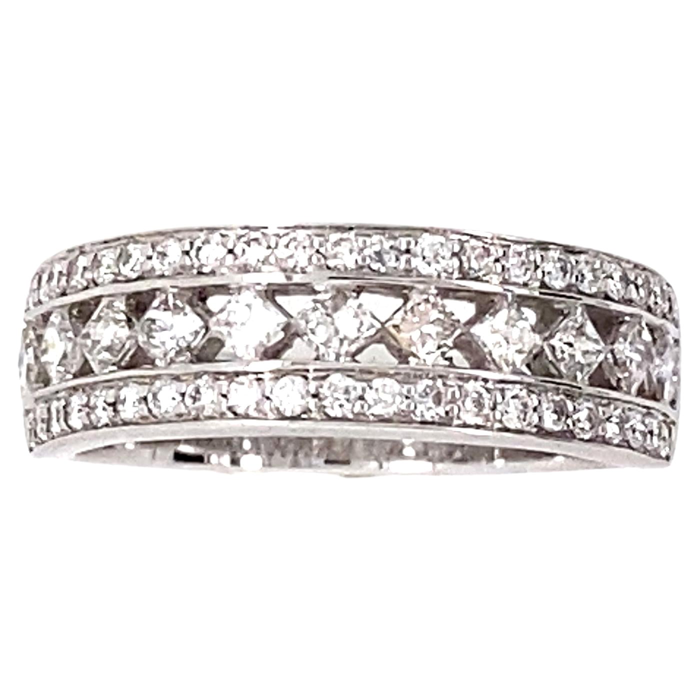 Wedding Ring Brilliant Diamonds 0.88 Carat White Gold 18 Karat