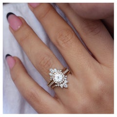 Round Moissanite halo engagement ring Lady & Diamond Ring Guard 'Danielle'